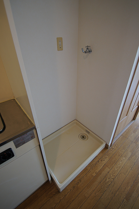 Washroom. Washing machine in the room