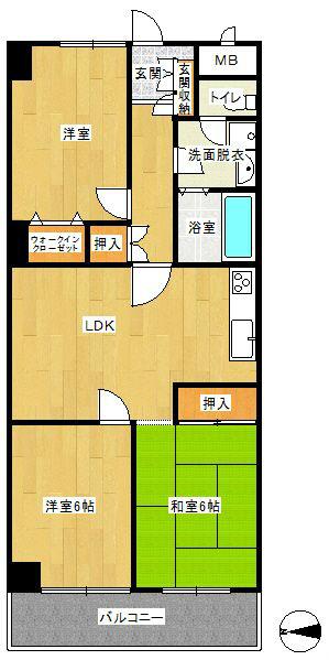 Floor plan. 3LDK, Price 13.8 million yen, Footprint 67.2 sq m , Balcony area 6.72 sq m