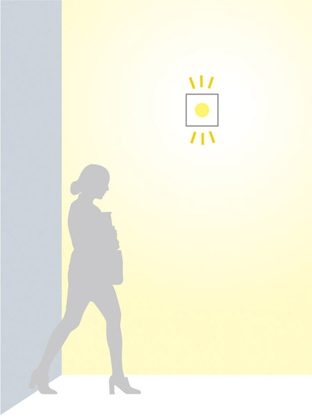 Other.  [Wide switch with motion sensors] Sensor acts upon entering the hall, Automatically lighting is on. Since the turn off at a certain time forgetting to turn off also prevent (conceptual diagram)