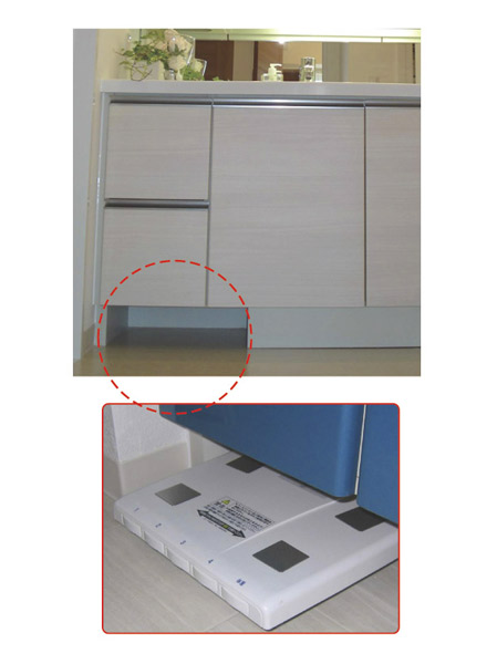 Bathing-wash room.  [Health meter space] The cabinet storage under the sink counter, Bulky tend scales provide a space to put a refreshing (same specifications)