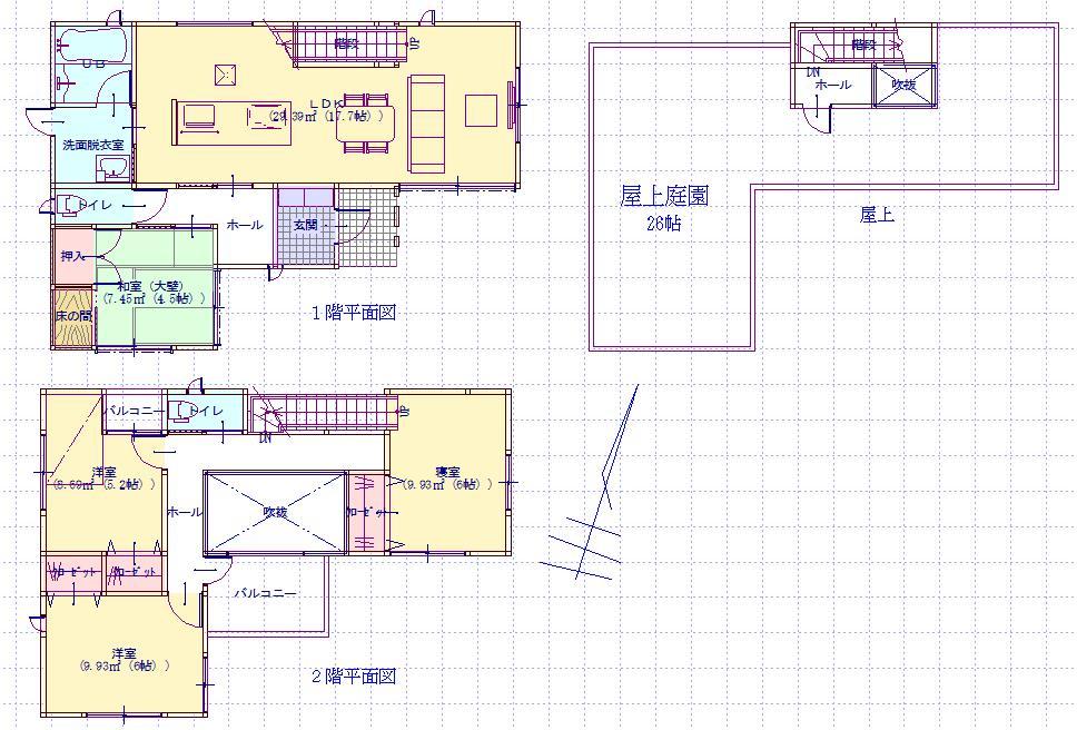 Floor plan. 27.3 million yen, 4LDK, Land area 123.59 sq m , Building area 104.18 sq m 2730 yen, 4LDK, Land area 123.59 sq m Building area 104.18 sq m Storage capacity ・ Design that put the ease of use in the field of view also features.