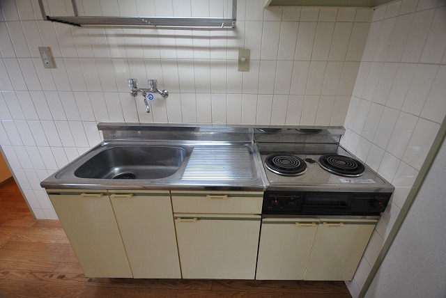 Kitchen. It comes with a two-burner stove!