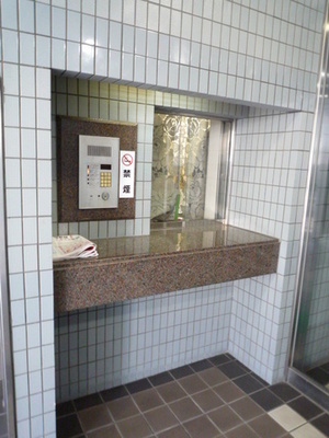 Entrance. Building manager office