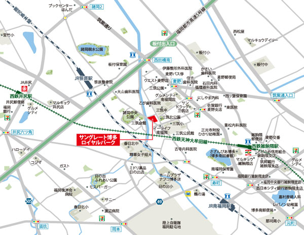 Surrounding environment. Local guide map