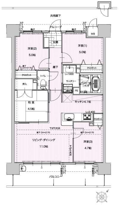 Floor: 4LDK, occupied area: 74.34 sq m, Price: 21,686,600 yen ~ 22,407,000 yen