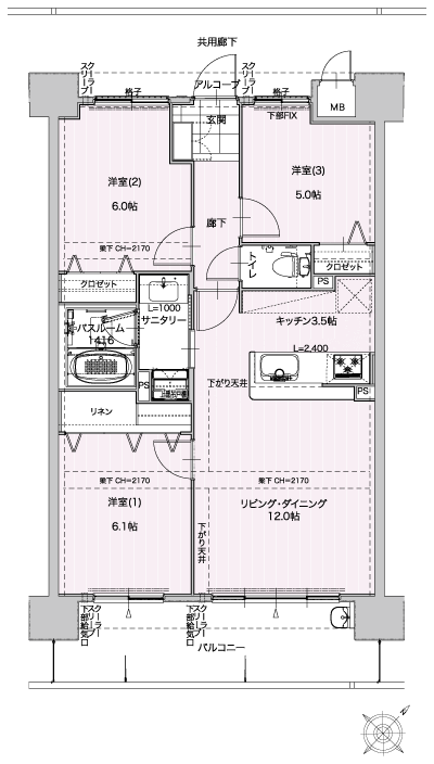 Floor: 3LDK, occupied area: 70.18 sq m, Price: 19,842,200 yen ~ 21,281,800 yen