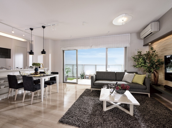 Living room facing the large opening ・ dining ・ The kitchen is, Ensure the breadth of about 17.2 tatami