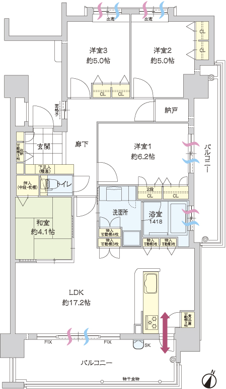 Other.  [F type]  4LDK Occupied area / 90.30 sq m  Balcony area / 22.91 sq m
