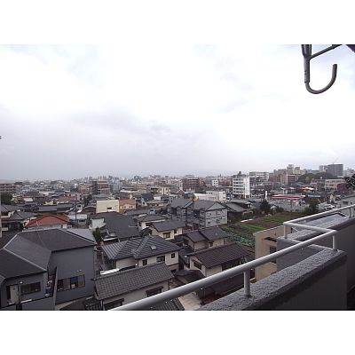 View. A balcony overlooking the residential area