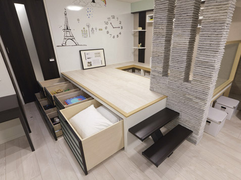 Living.  [Second floor ~ 7th floor "Garero in the design change ・ Neo "! ] Second floor ~ 7th floor of the dwelling unit is, The design change "Garero ・ Neo "can be adopted (surcharge ・ Application deadline Yes). The top is available as a free space, Space to ensure a rich housed in the lower part "+ α".