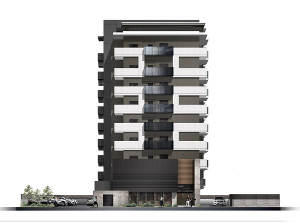 Buildings and facilities. Excellent access features and convenience, Design and comfortable living space of the building, Equipment specifications, etc., Commitment culminated in every detail <Associa view Hakata address>. And it has a suitable sophisticated facade design in the city center (Exterior view)