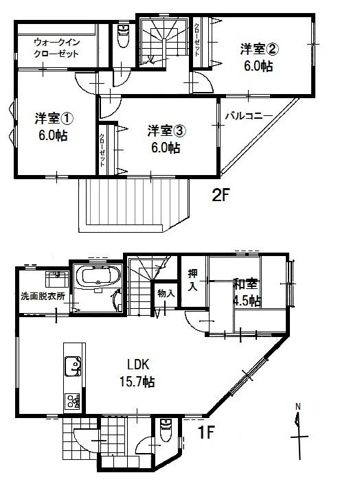 Floor plan. 24,900,000 yen, 4LDK + S (storeroom), Land area 122.2 sq m , Building area 94.46 sq m
