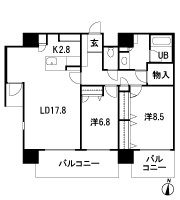 Floor: 2LDK, occupied area: 86.81 sq m, Price: 53,100,000 yen ・ 54,500,000 yen