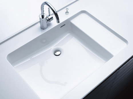 Bathing-wash room.  [Organic glass new material clear proof counter] Luxury drifts Square type of bowl in a stylish and repel water, Dirt is caught easily pottery and new materials of the counter. (Same specifications)