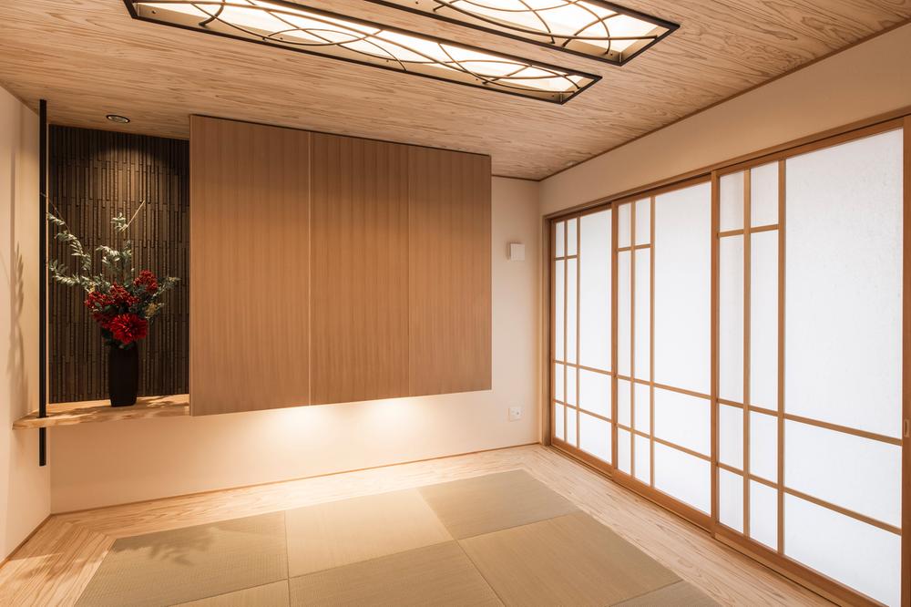Building plan example (introspection photo). Model Japanese-style room. Iron lighting and even joinery, It is one of the space in the world that you ordered with a commitment to every single.