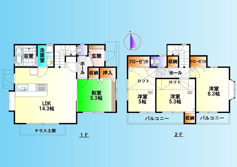 Floor plan. 25,780,000 yen, 4LDK, Land area 157.93 sq m , Building area 85.7 sq m relatively popular is a high floor plan (^_^) / Living and Japanese-style room is a place that can be used To spacious to release a is usually Tsuzukiai, Has gained support from people of all ages! (^^)!