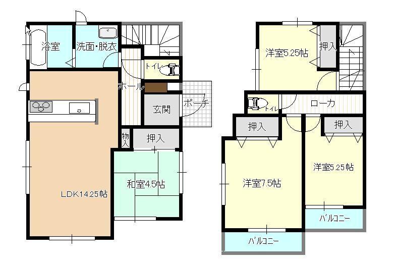 Floor plan. 30,800,000 yen, 4LDK, Land area 112.34 sq m , Building area 86.64 sq m ☆ 4LDK ☆