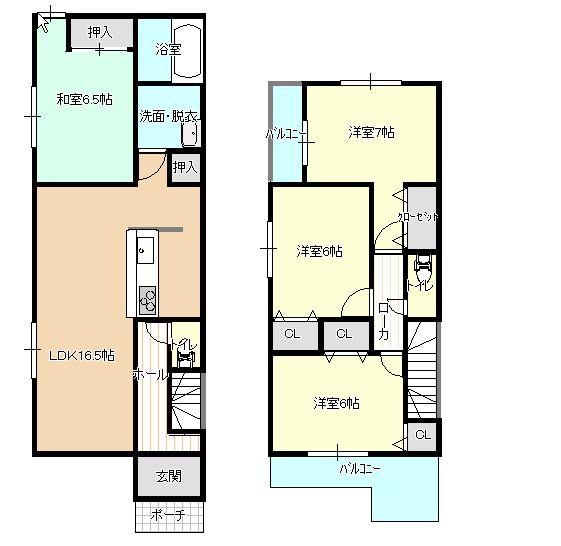 Floor plan. 28,300,000 yen, 4LDK, Land area 116.11 sq m , Building area 97.2 sq m ☆ ☆ JR Kagoshima Main Line "Chihaya" walk 16 minutes ☆