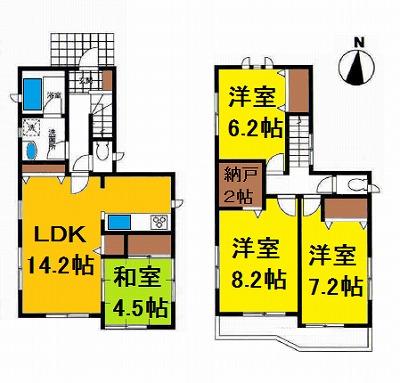 Floor plan. 22,800,000 yen, 4LDK + S (storeroom), Land area 123.92 sq m , Building area 94.76 sq m