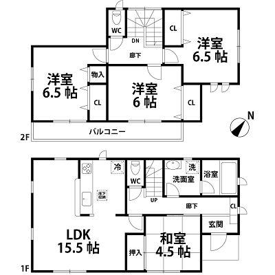 Floor plan. 17.8 million yen, 4LDK, Land area 178.06 sq m , Building area 93.96 sq m Floor