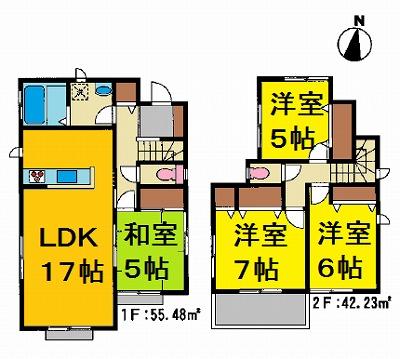 Floor plan. 27,800,000 yen, 4LDK, Land area 140.73 sq m , Building area 97.71 sq m
