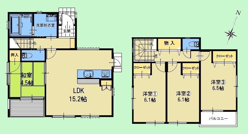 Floor plan. 28,900,000 yen, 4LDK, Land area 125.05 sq m , Building area 95.63 sq m Western-style All rooms 6 quires more, Also equipped with shower toilet in 2F