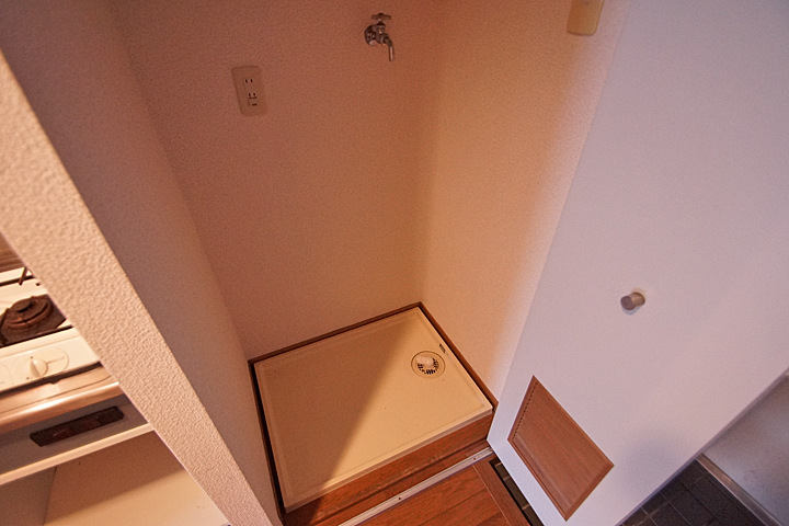 Washroom. Washing machine in the room