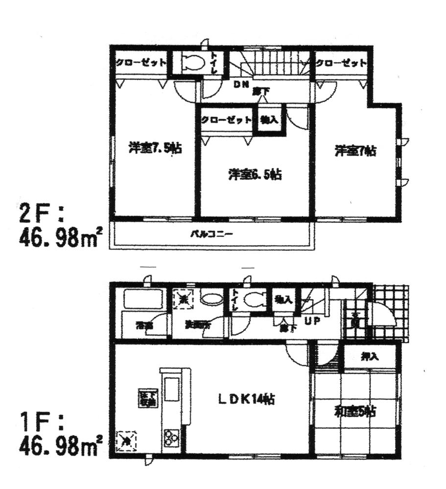 Floor plan. 23.8 million yen, 4LDK, Land area 109.23 sq m , Building area 93.96 sq m