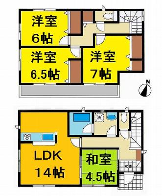 Floor plan. 20.8 million yen, 4LDK, Land area 110.36 sq m , Building area 93.96 sq m