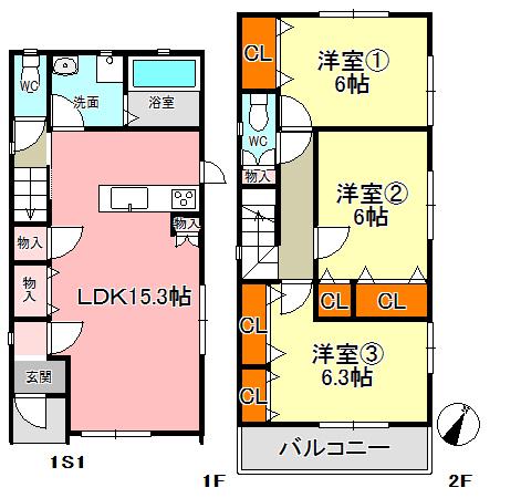 Floor plan. 22,900,000 yen, 3LDK, Land area 142.02 sq m , Building area 84.33 sq m ○ parking two ○ housing wealth