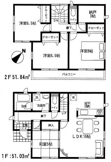 Floor plan. 35,900,000 yen, 4LDK + S (storeroom), Land area 166.59 sq m , Building area 103.68 sq m Floor