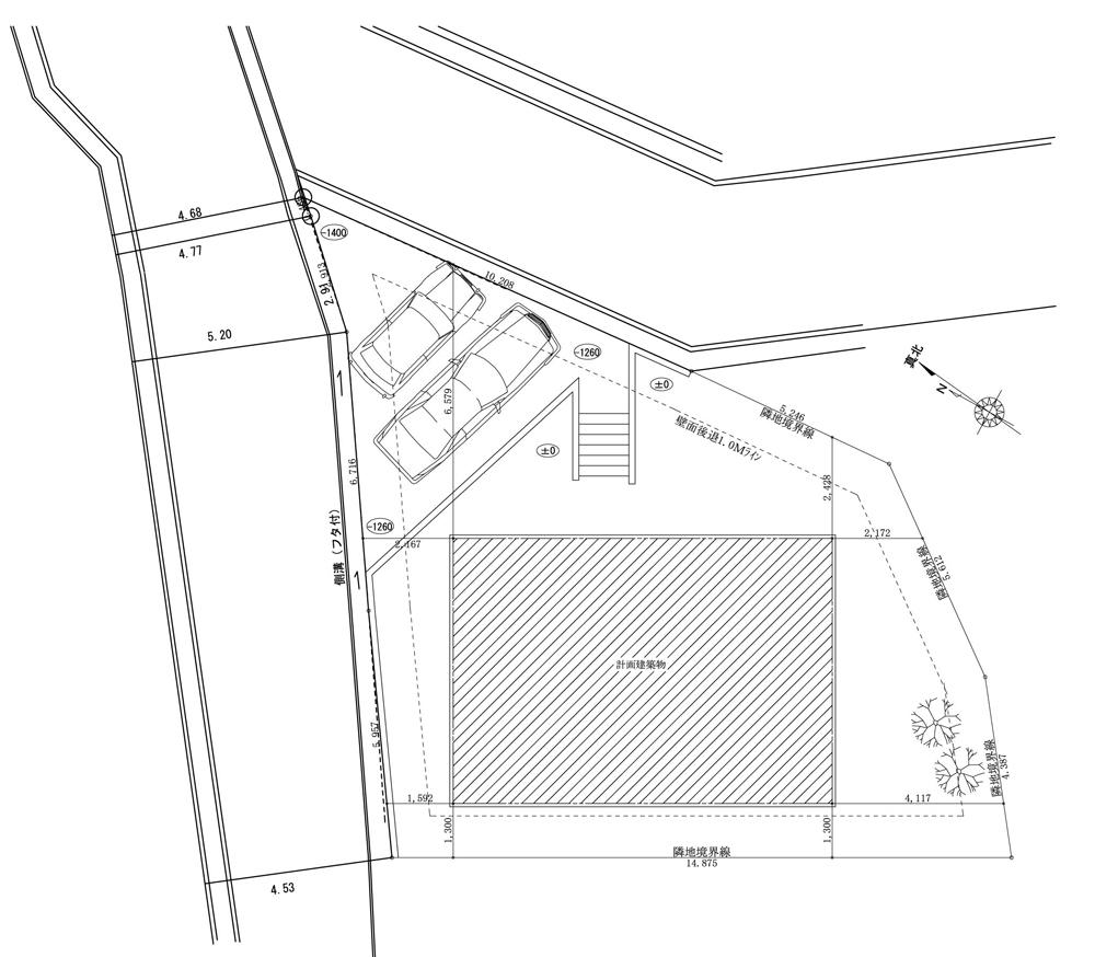 Building plan example (floor plan). Car 2 car can be secured