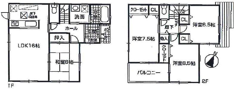 Floor plan. (1 Building), Price 30,300,000 yen, 4LDK, Land area 165.54 sq m , Building area 98.82 sq m