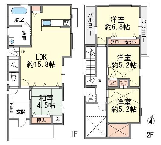Floor plan. 29,390,000 yen, 4LDK, Land area 114 sq m , Building area 90.88 sq m