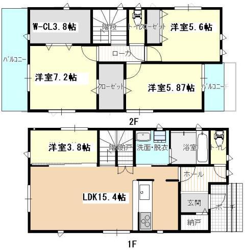 Floor plan. 35,900,000 yen, 4LDK + S (storeroom), Land area 123.66 sq m , It is a building area of 97.59 sq m popular counter kitchen. Family of communication will be taken by the living room stairs.