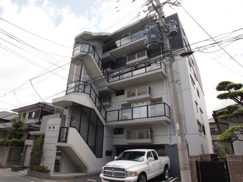 Building appearance. Appearance white and black tones. It is fashionable.