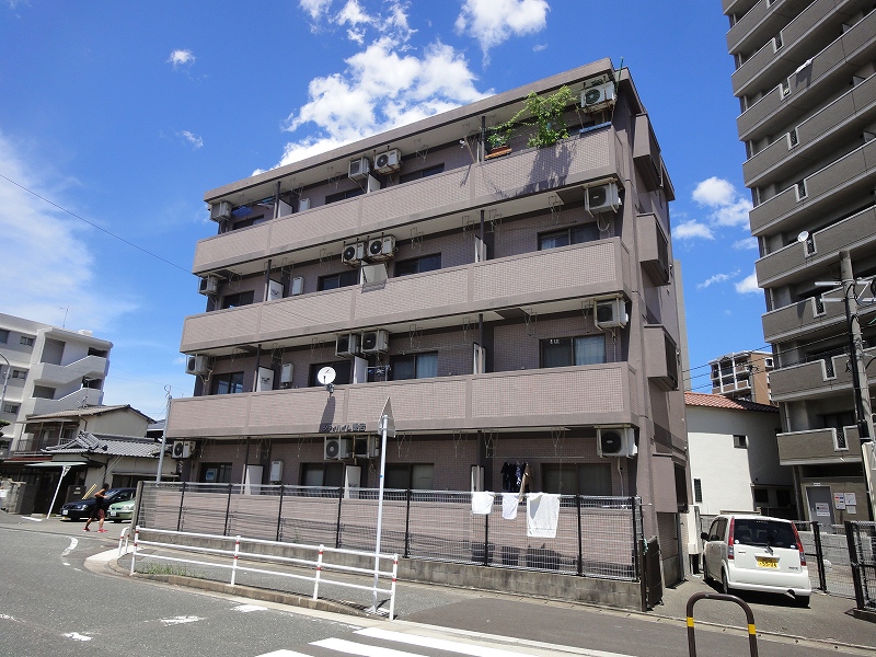 Building appearance. Facing south in sunny