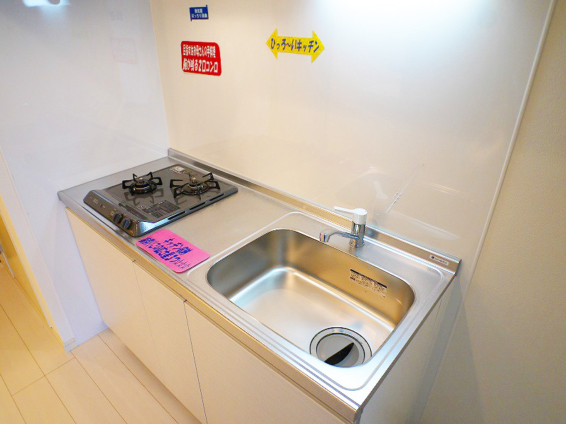 Kitchen. Happy two-burner gas stove in the kitchen