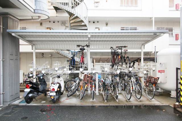 Other common areas. There are bicycle parking lot with a roof