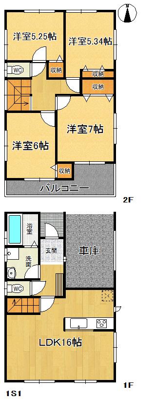 Floor plan. 29,980,000 yen, 4LDK, Land area 107.41 sq m , Building area 103.71 sq m remaining 1 Building only. Parking 2 cars 4LDK
