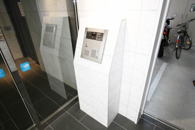 Entrance. Woman in the auto-lock also safe