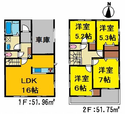 Floor plan. 29,980,000 yen, 4LDK, Land area 106.58 sq m , Building area 103.71 sq m
