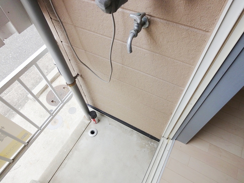 Balcony. Washing machine is put balcony