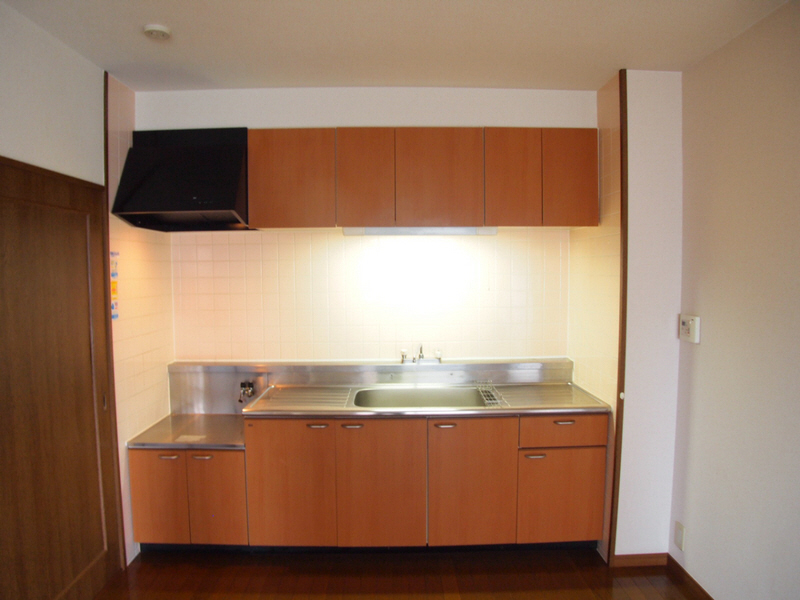 Kitchen. Shelf is also spacious kitchen.