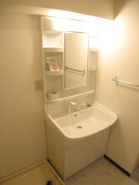 Washroom. Large washbasin. Comfortable morning.