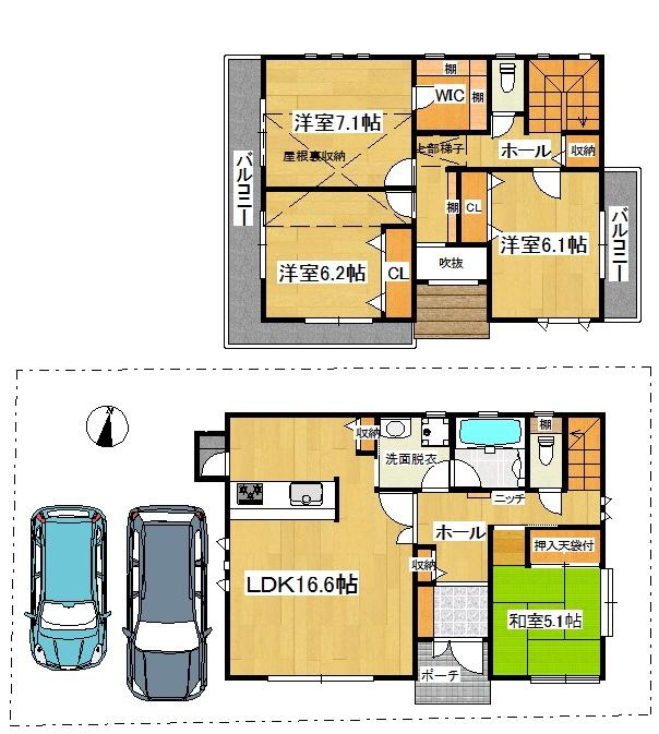 Floor plan. (A No. land), Price 33,980,000 yen, 4LDK+S, Land area 132.25 sq m , Building area 105.16 sq m