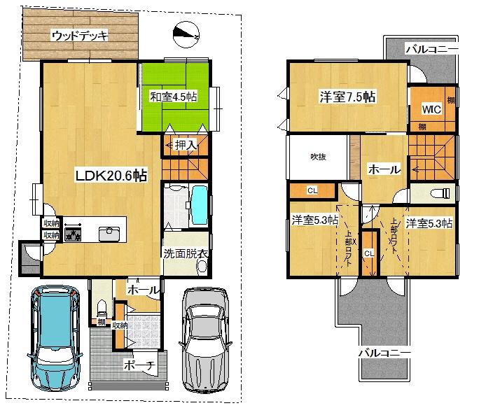 Floor plan. (C No. land), Price 32,390,000 yen, 4LDK+S, Land area 131.16 sq m , Building area 104.33 sq m