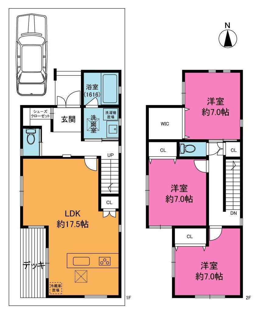 Floor plan. (1 Building), Price 46,400,000 yen, 3LDK, Land area 99.46 sq m , Building area 99.36 sq m