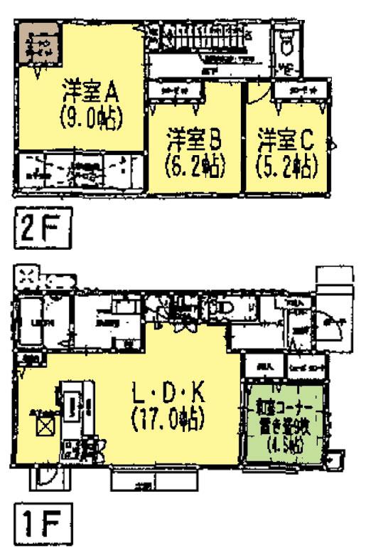 Floor plan. 24,800,000 yen, 4LDK + S (storeroom), Land area 182.42 sq m , Building area 101.22 sq m floor plan (4LDK + WIC)