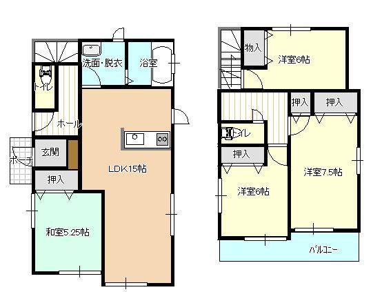 Floor plan. 29,800,000 yen, 4LDK, Land area 139.43 sq m , Building area 95.63 sq m   ☆ 4LDK ☆